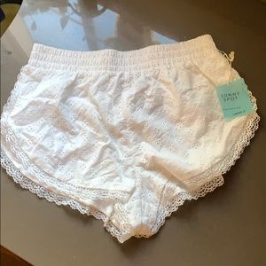 Forever 21 white eyelet + lace shorts